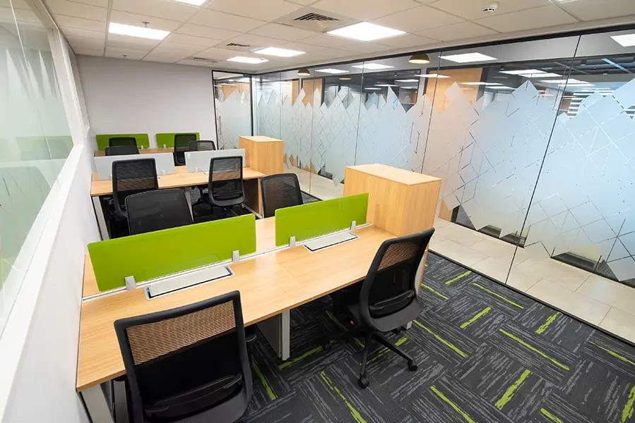 Shared office space with multiple seats